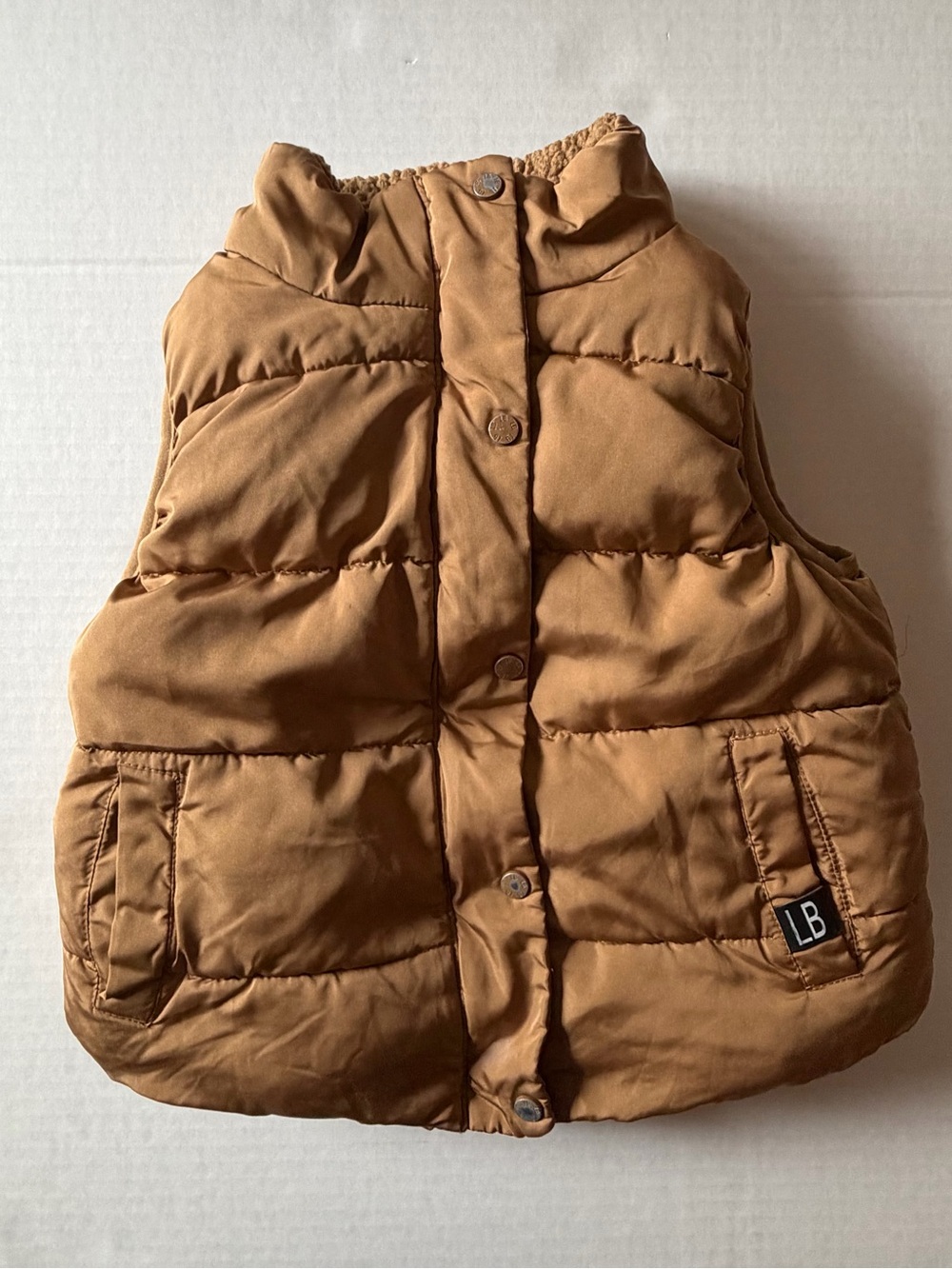 Little Bipsy Sherpa Lined Puffer Vest Camel Brown 4T-5T